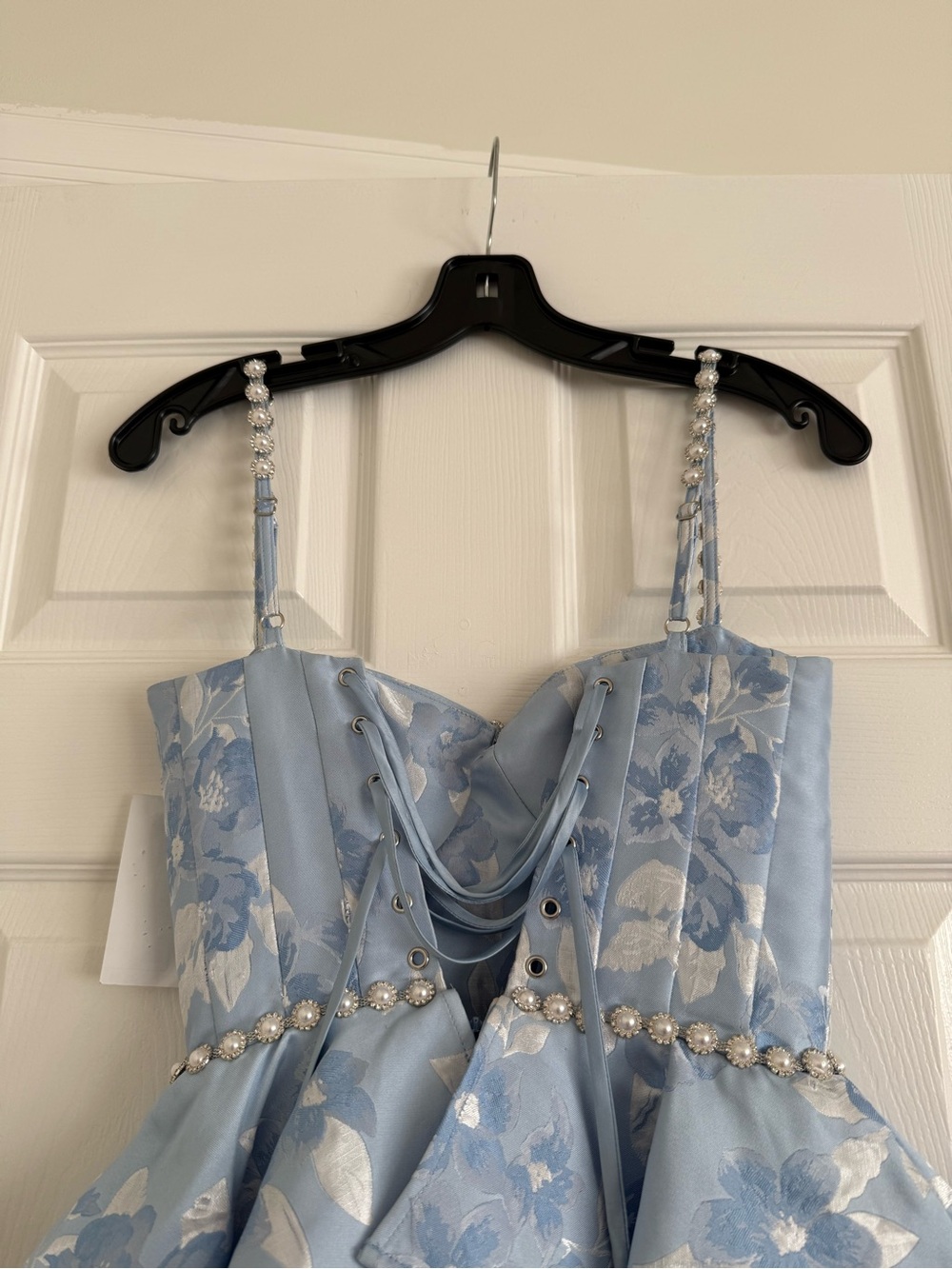 V. Chapman Luciana Tiered Mini Dress Chambray Blue Baroque NEW with tags - Picture 5 of 12